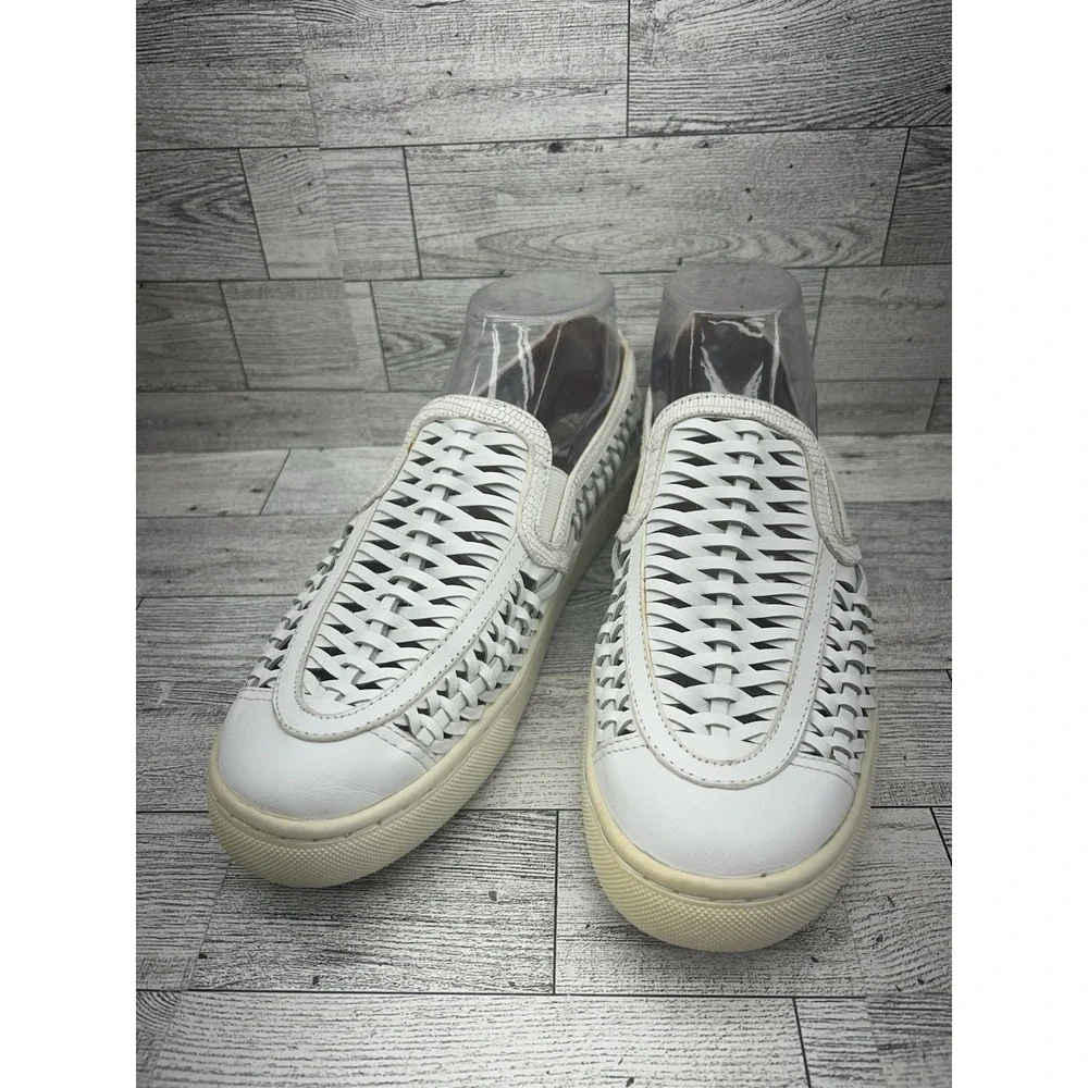Tory Burch Womens Slip On Cut Out Sneakers Patent‎ Leather White Size 8